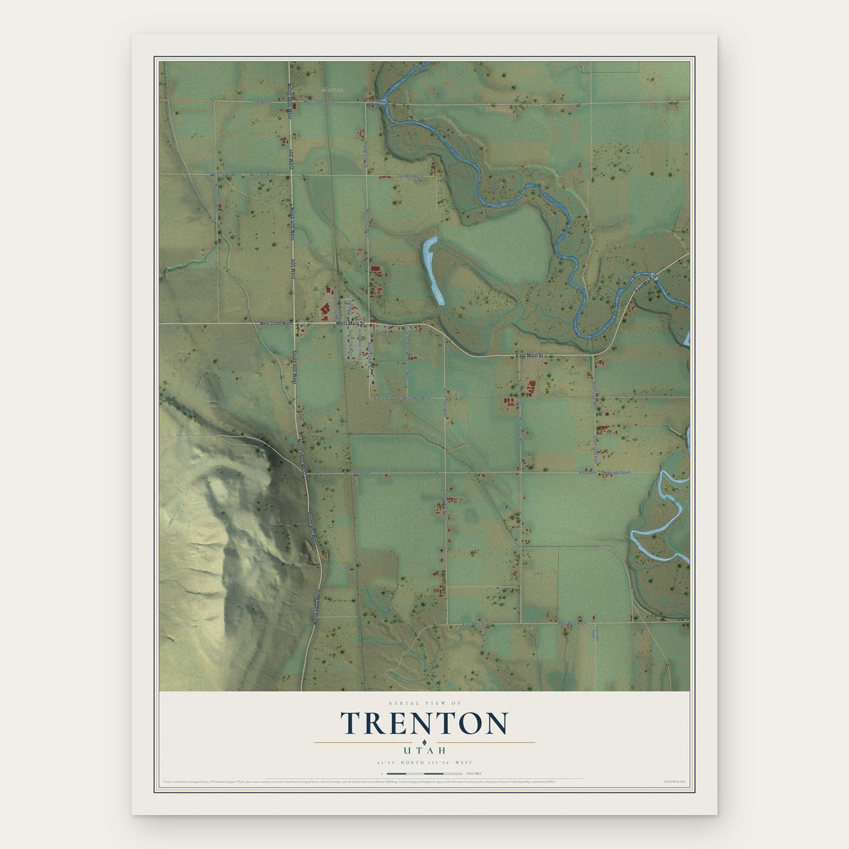 Trenton, Utah map print, the full design