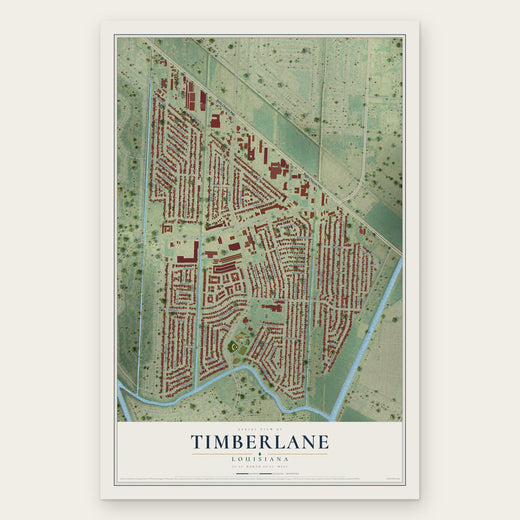 Timberlane, Louisiana map print, the full design