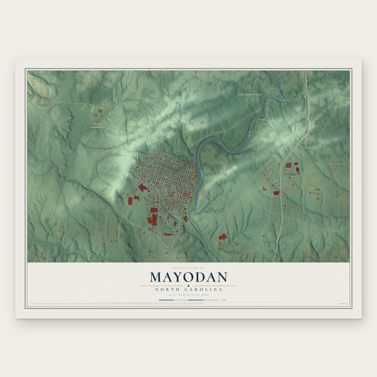 Mayodan, North Carolina map print, the full design