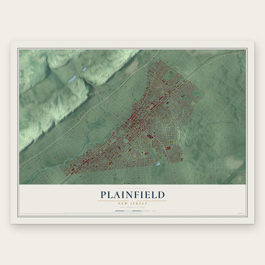 Plainfield, New Jersey map print, the full design