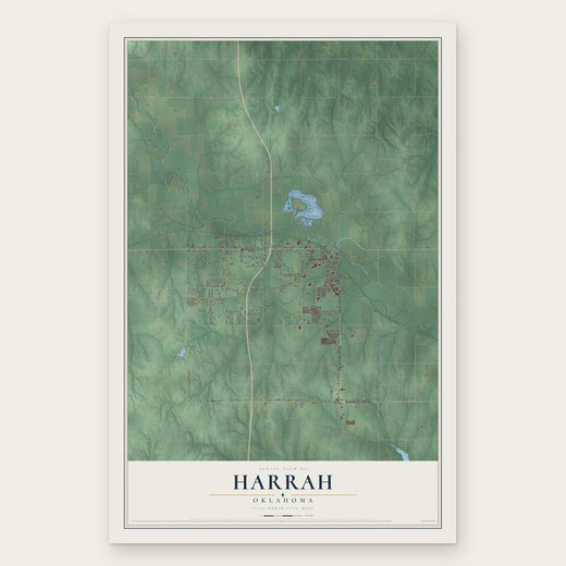 Harrah, Oklahoma map print, the full design