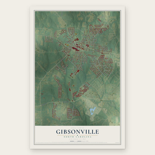 Gibsonville, North Carolina map print, the full design