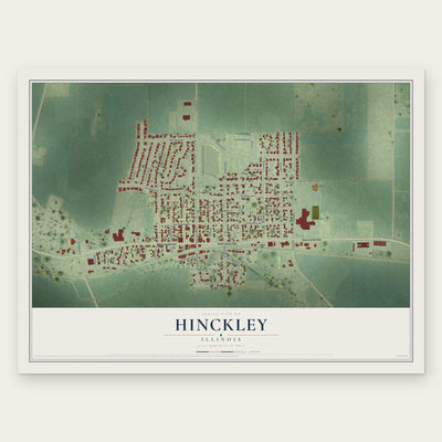 Hinckley, Illinois map print, the full design