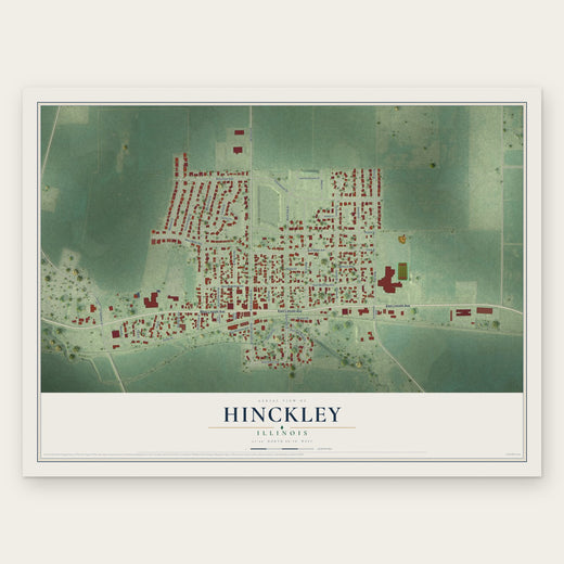 Hinckley, Illinois map print, the full design