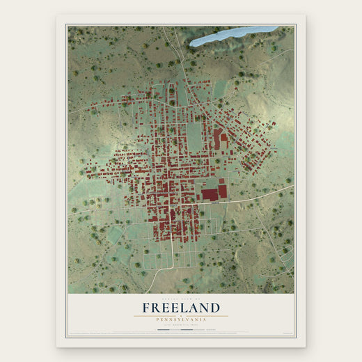 Freeland, Pennsylvania map print, the full design