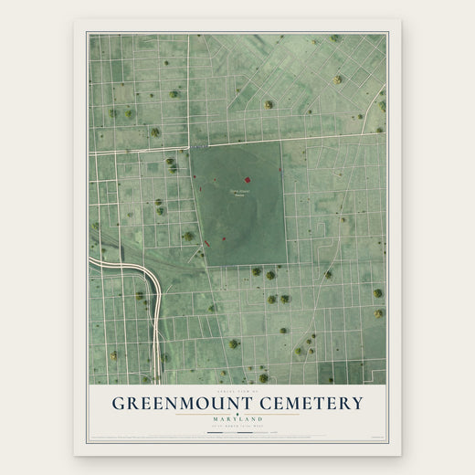 Greenmount Cemetery, Maryland map print, the full design