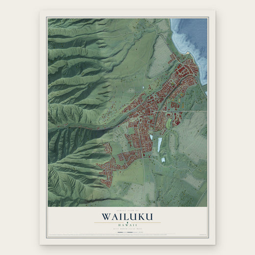 Wailuku, Hawaii map print, the full design