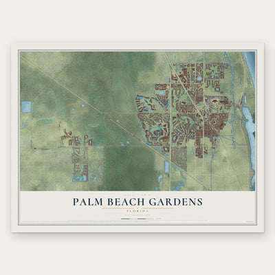 Palm Beach Gardens, Florida map print, the full design