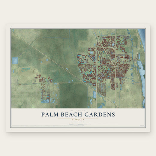 Palm Beach Gardens, Florida map print, the full design
