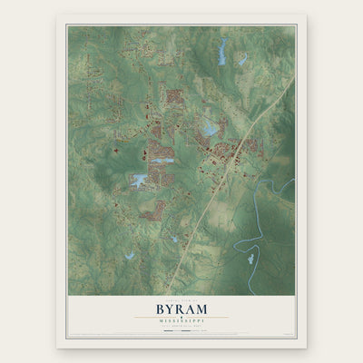Byram, Mississippi map print, the full design