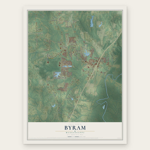 Byram, Mississippi map print, the full design