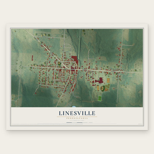 Linesville, Pennsylvania map print, the full design