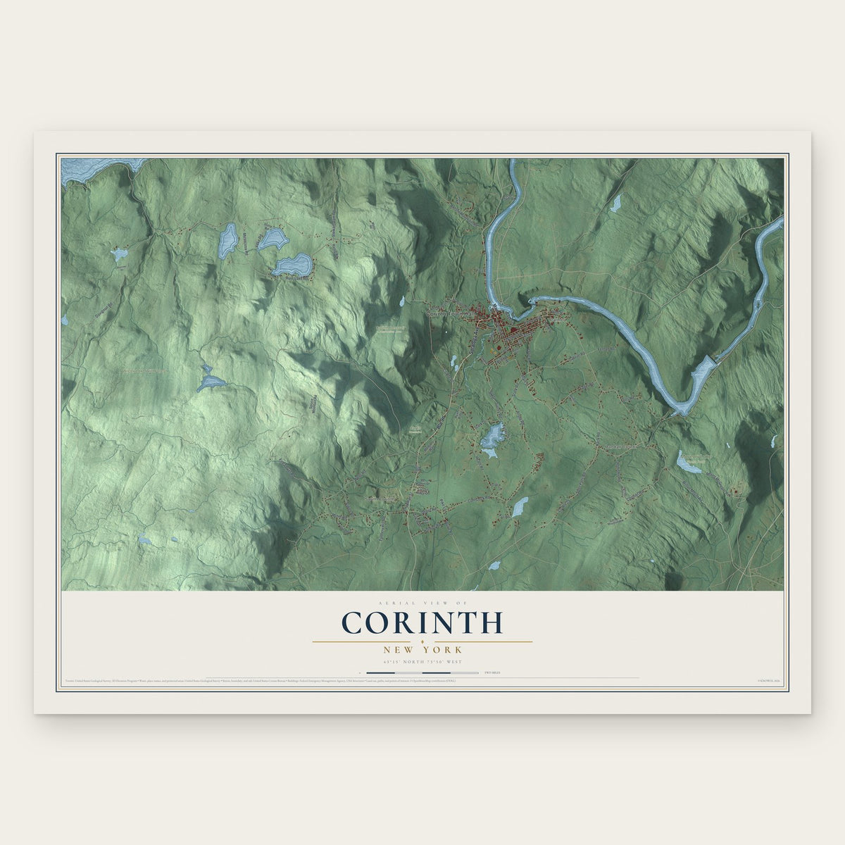 Corinth, New York map print, the full design