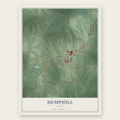 Hemphill, Texas map print, the full design