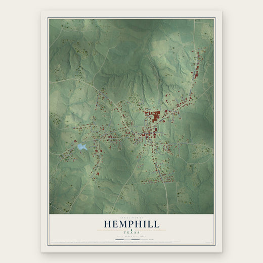 Hemphill, Texas map print, the full design