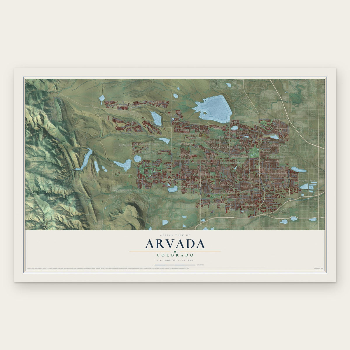 Arvada, Colorado map print, the full design
