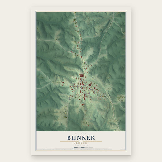 Bunker, Missouri map print, the full design