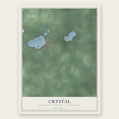 Crystal, Montcalm County, Michigan map print, the full design
