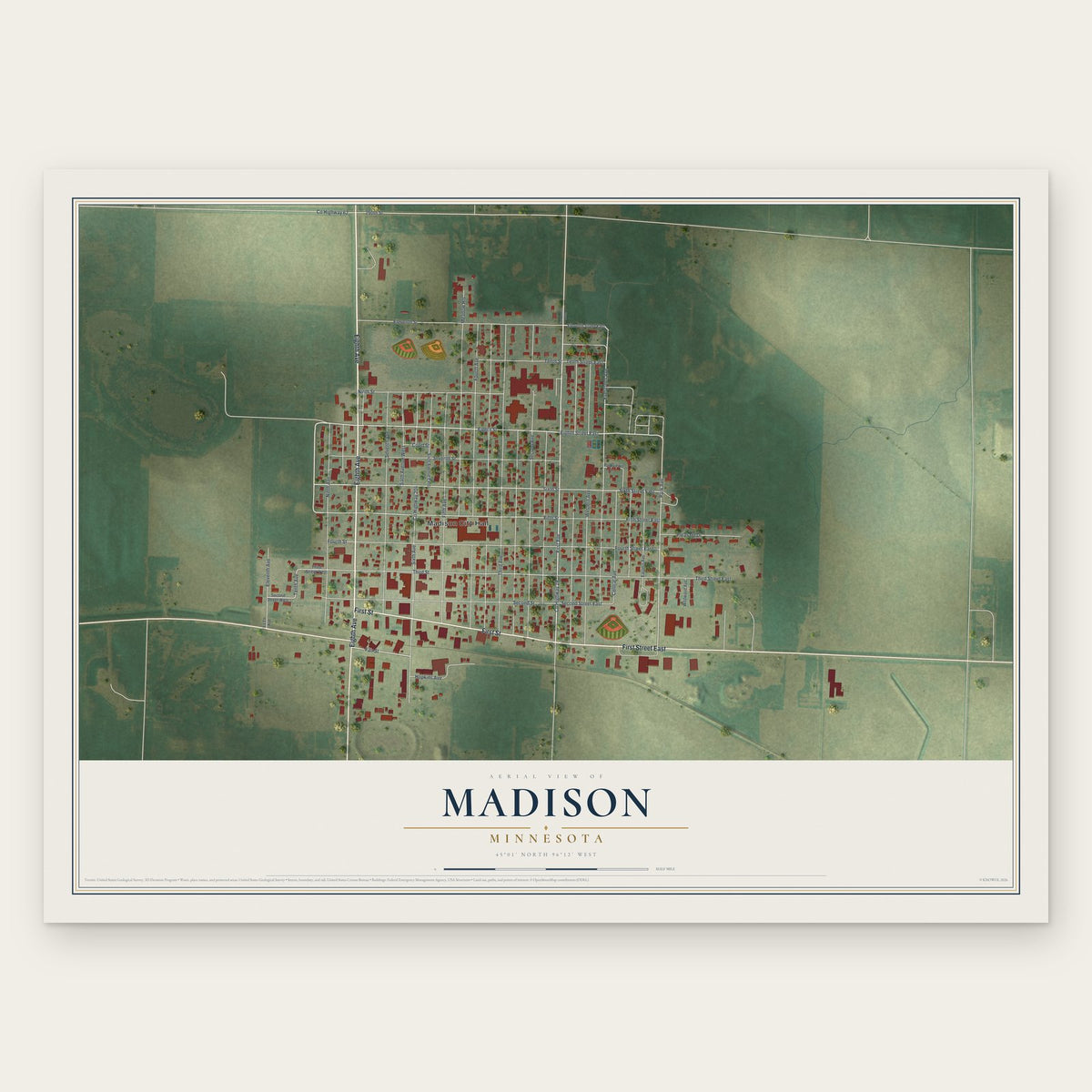 Madison, Minnesota map print, the full design