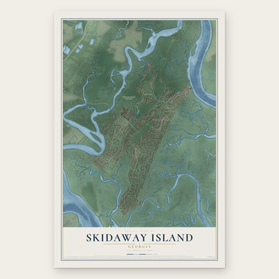 Skidaway Island, Georgia map print, the full design