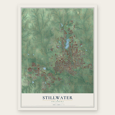 Stillwater, Oklahoma map print, the full design