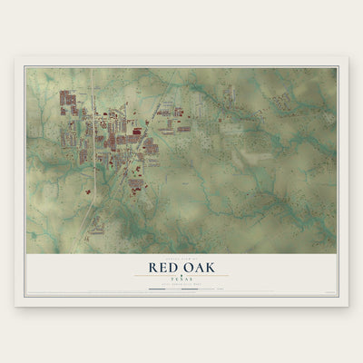 Red Oak, Texas map print, the full design