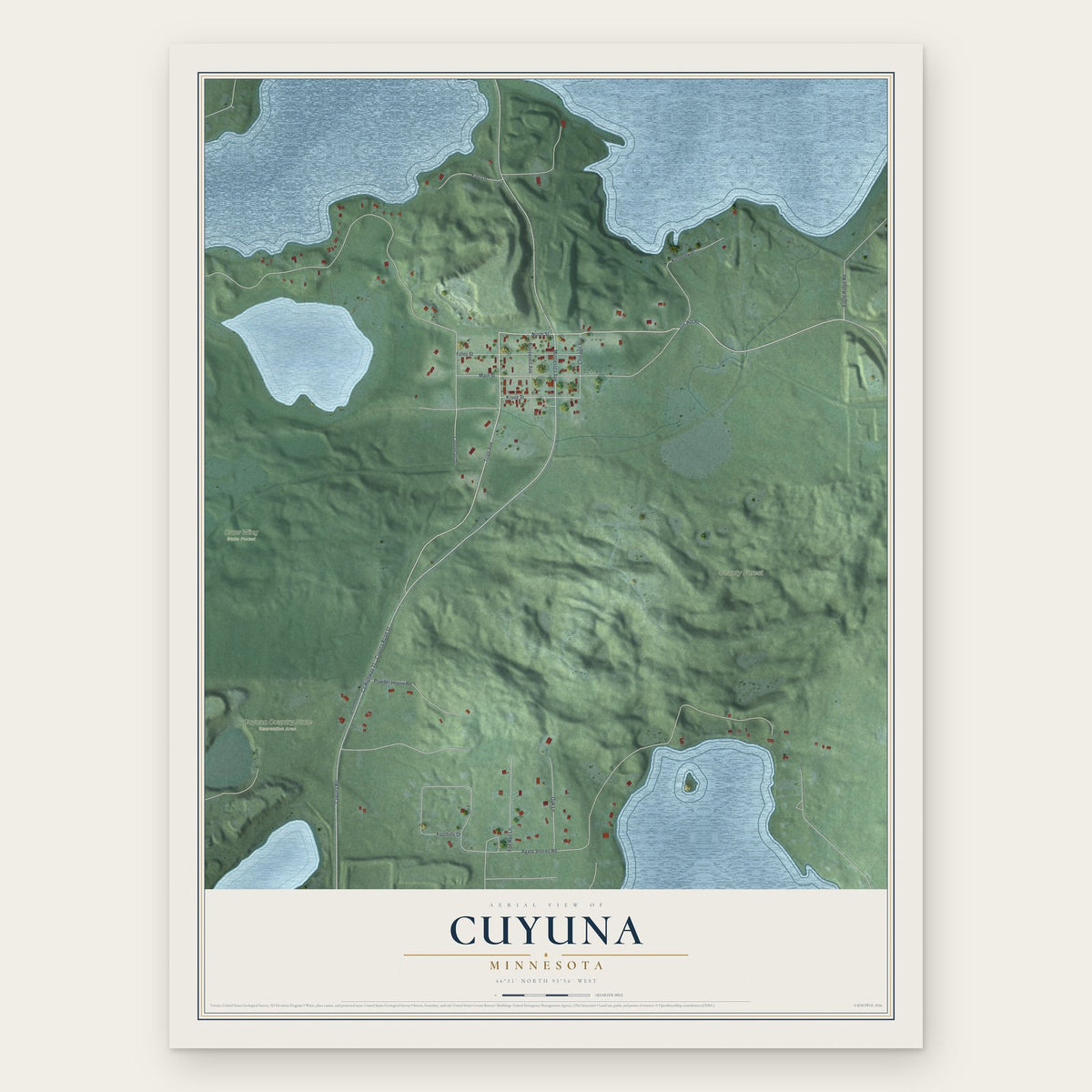 Cuyuna, Minnesota map print, the full design