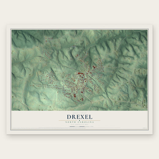 Drexel, North Carolina map print, the full design