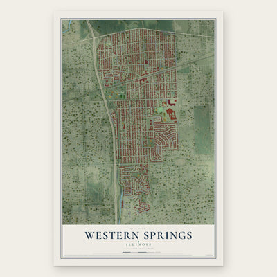 Western Springs, Illinois map print, the full design