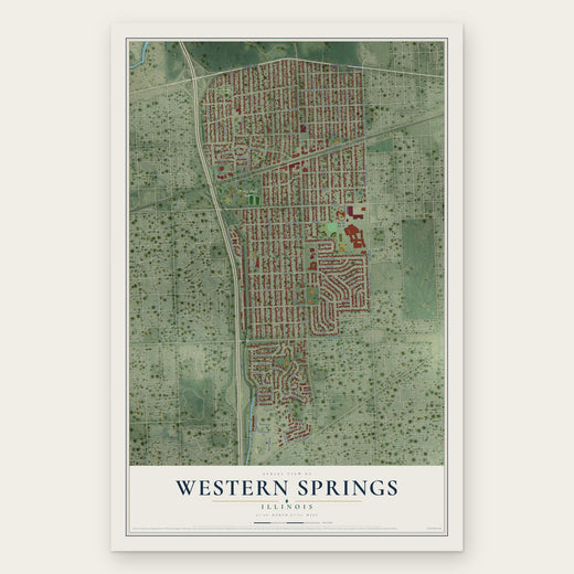 Western Springs, Illinois map print, the full design