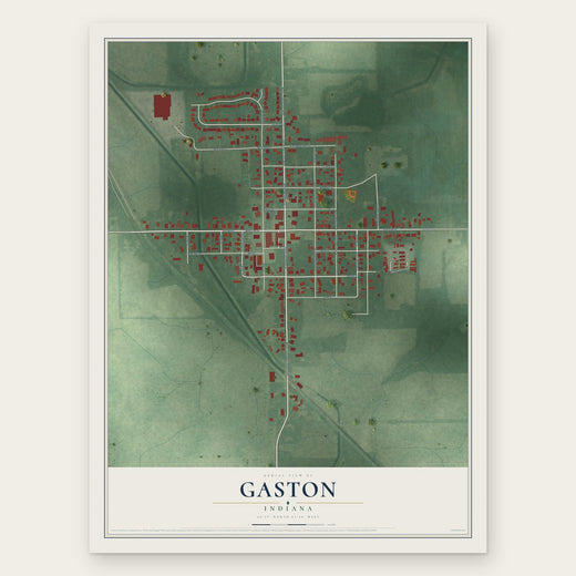 Gaston, Indiana map print, the full design