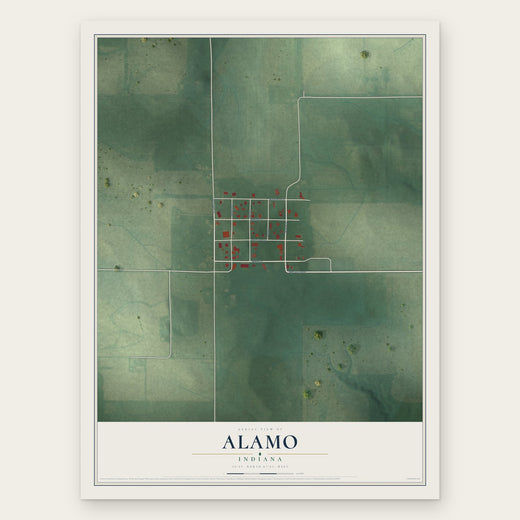 Alamo, Indiana map print, the full design