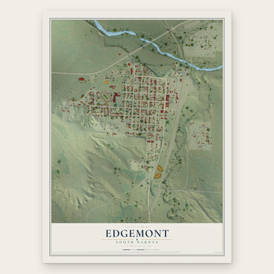 Edgemont, South Dakota map print, the full design