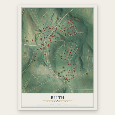 Ruth, North Carolina map print, the full design