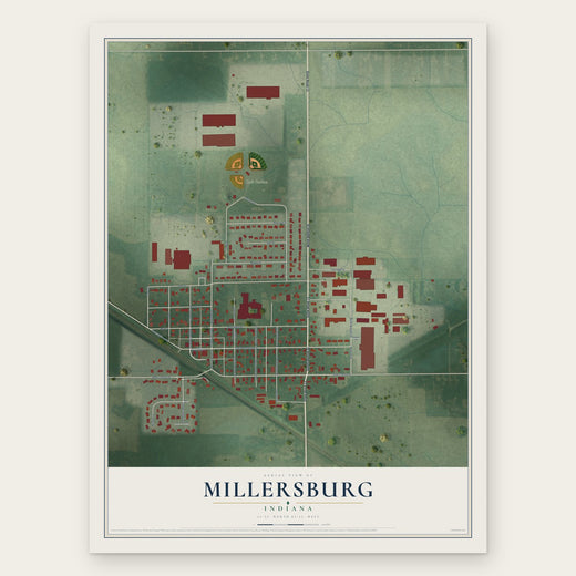 Millersburg, Indiana map print, the full design