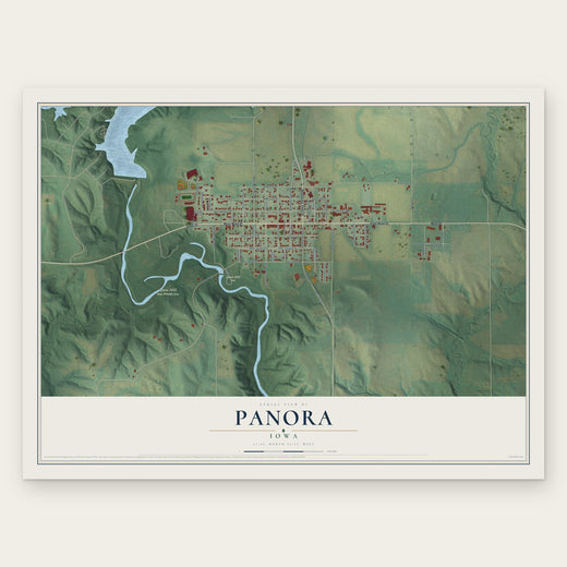Panora, Iowa map print, the full design
