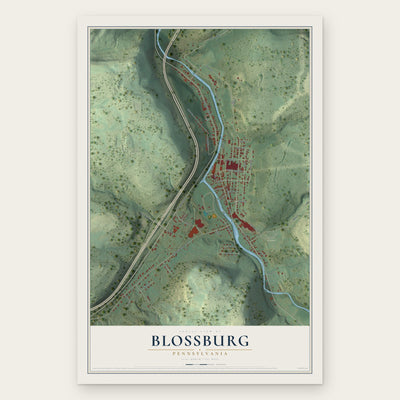 Blossburg, Pennsylvania map print, the full design