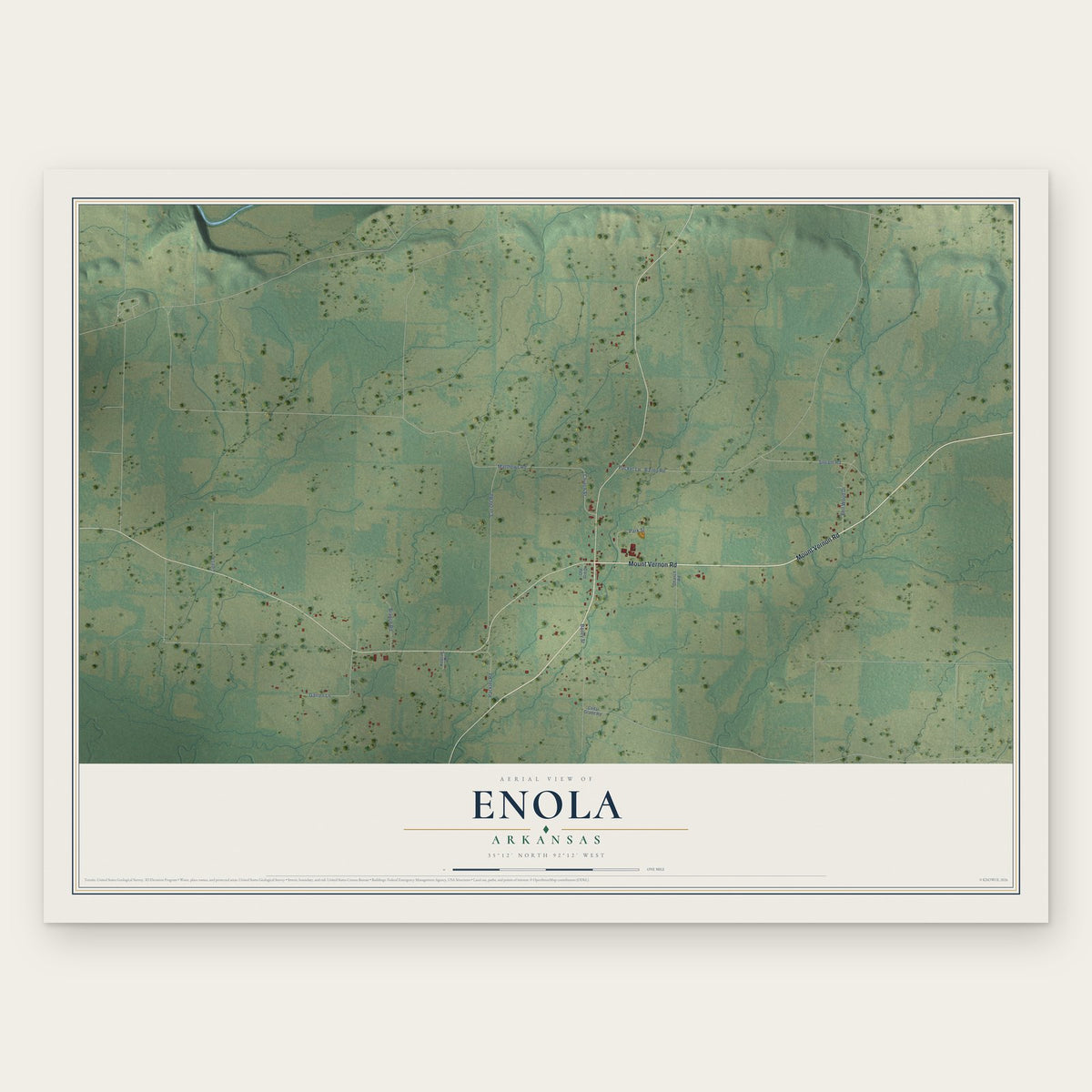 Enola, Arkansas map print, the full design