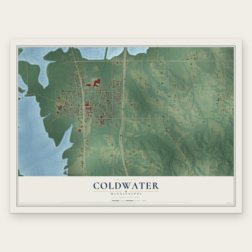 Coldwater, Mississippi map print, the full design