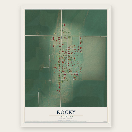Rocky, Oklahoma map print, the full design