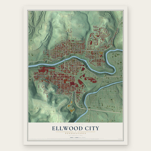 Ellwood City, Pennsylvania map print, the full design