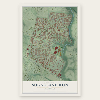 Sugarland Run, Virginia map print, the full design