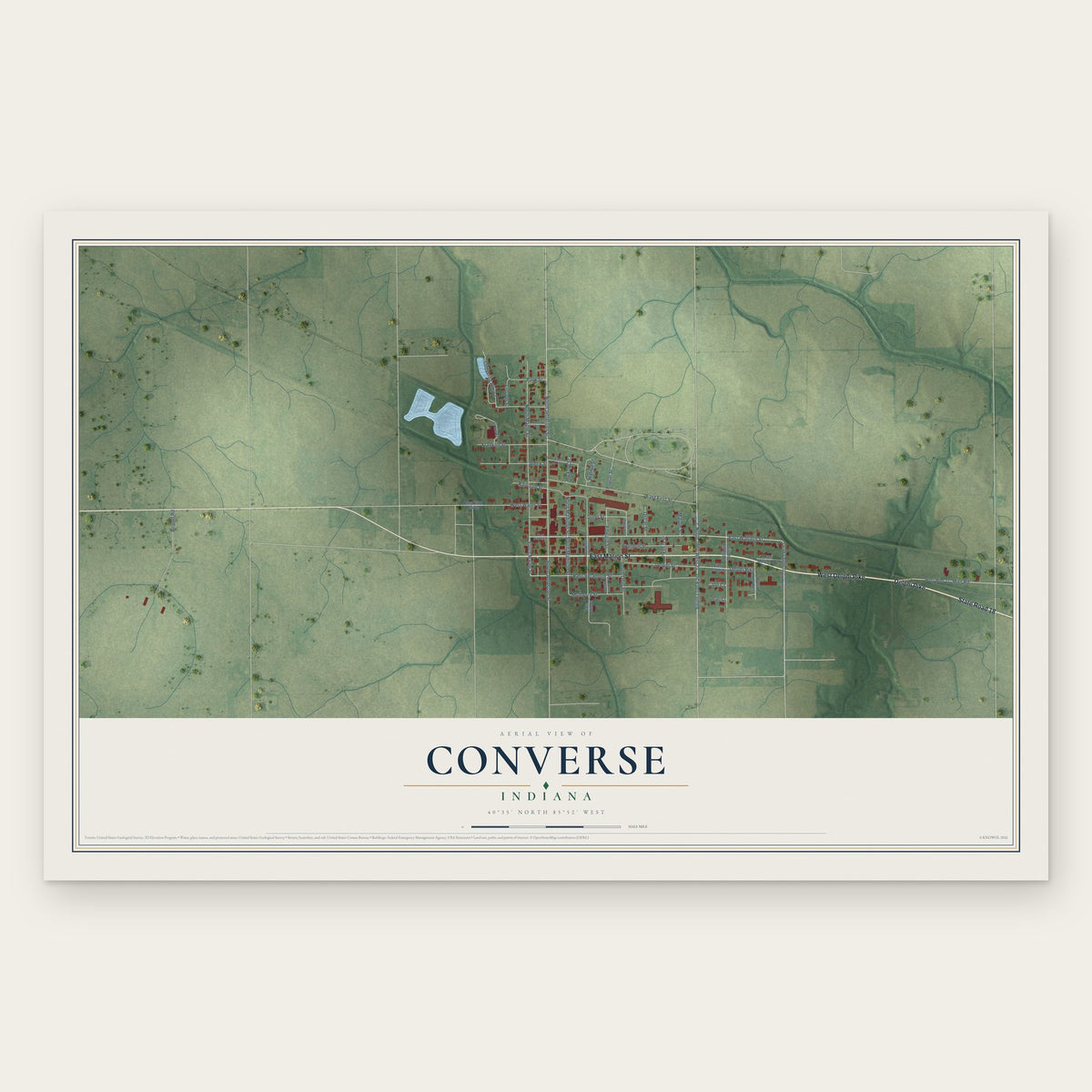 Converse, Indiana map print, the full design