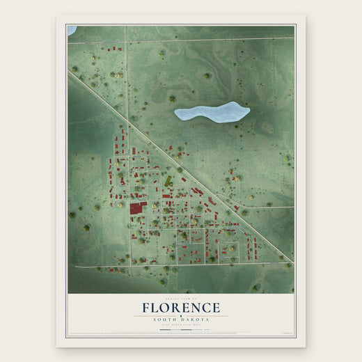 Florence, South Dakota map print, the full design