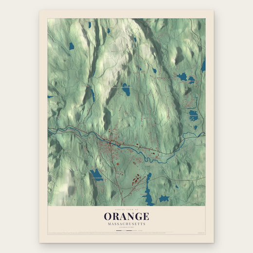 Orange, Massachusetts map print, the full design