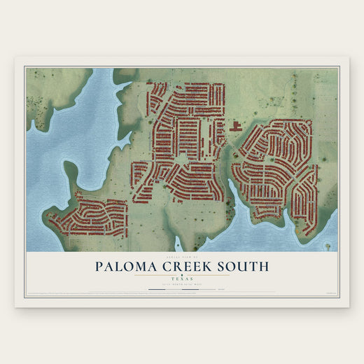 Paloma Creek South, Texas map print, the full design