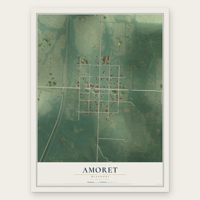 Amoret, Missouri map print, the full design