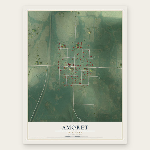 Amoret, Missouri map print, the full design