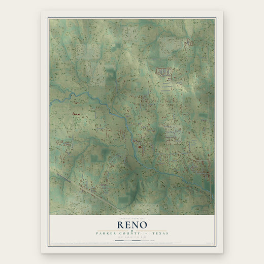 Reno, Parker County, Texas map print, the full design