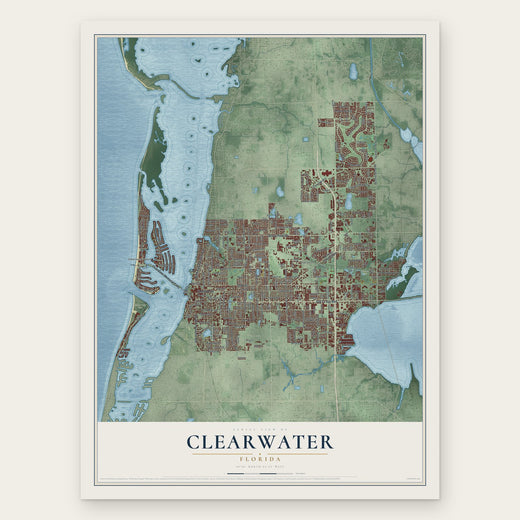 Clearwater, Florida map print, the full design
